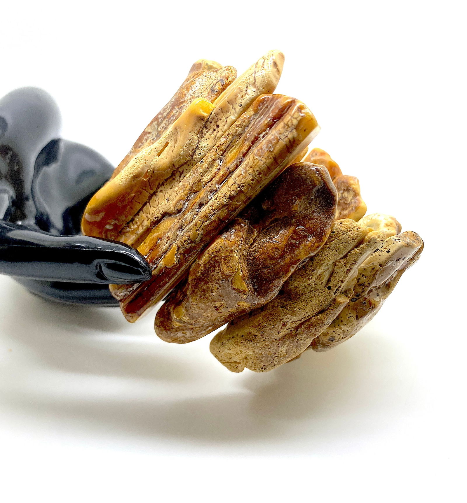 Grand Vintage Amber Bracelet made from Rectangle shaped Amber beads - 5