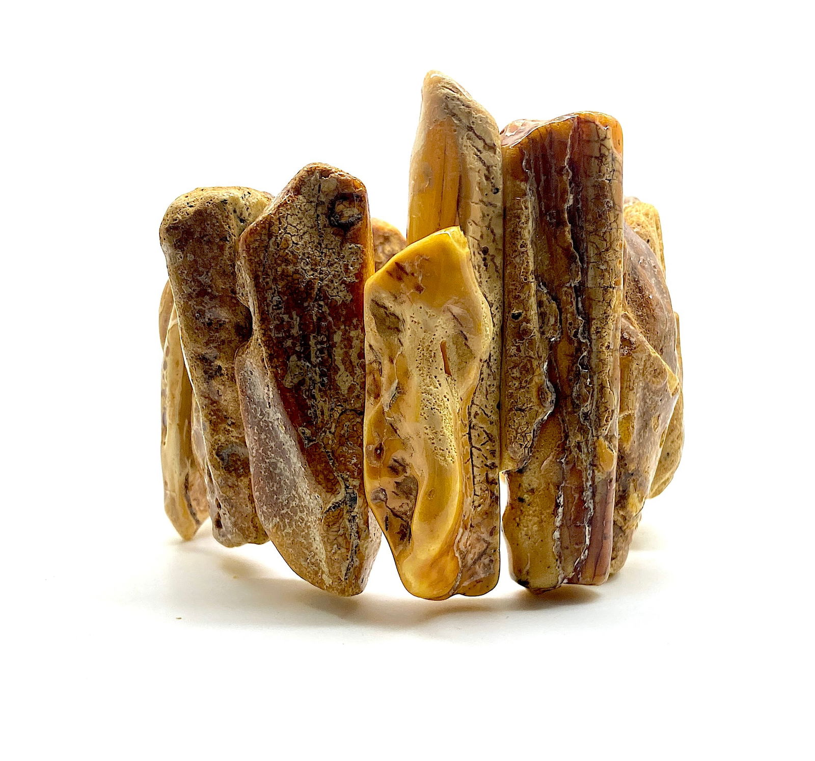 Grand Vintage Amber Bracelet made from Rectangle shaped Amber beads - 9