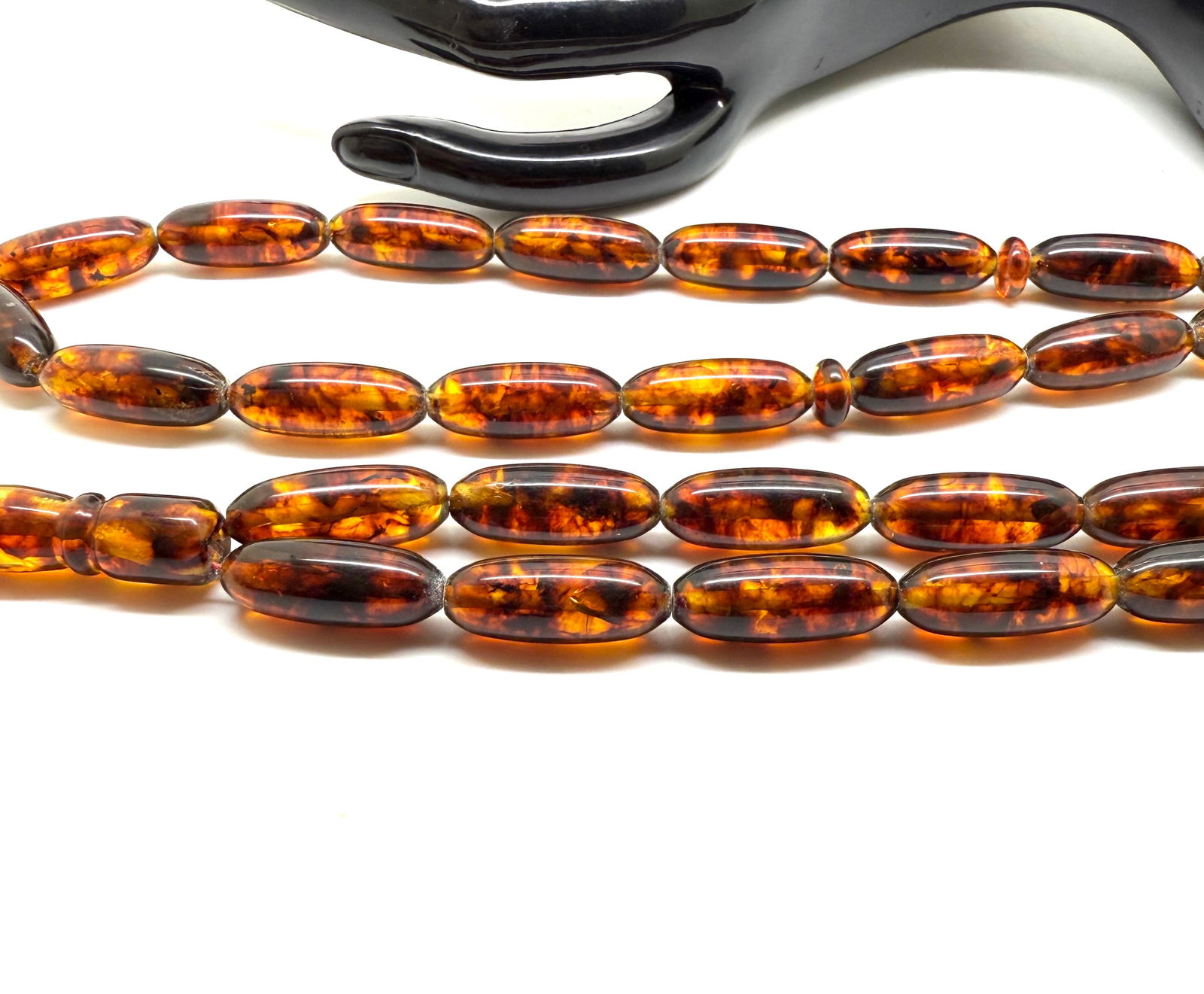 Extraordinary Amber Tesbih made from Capsule shaped Amber beads - 4