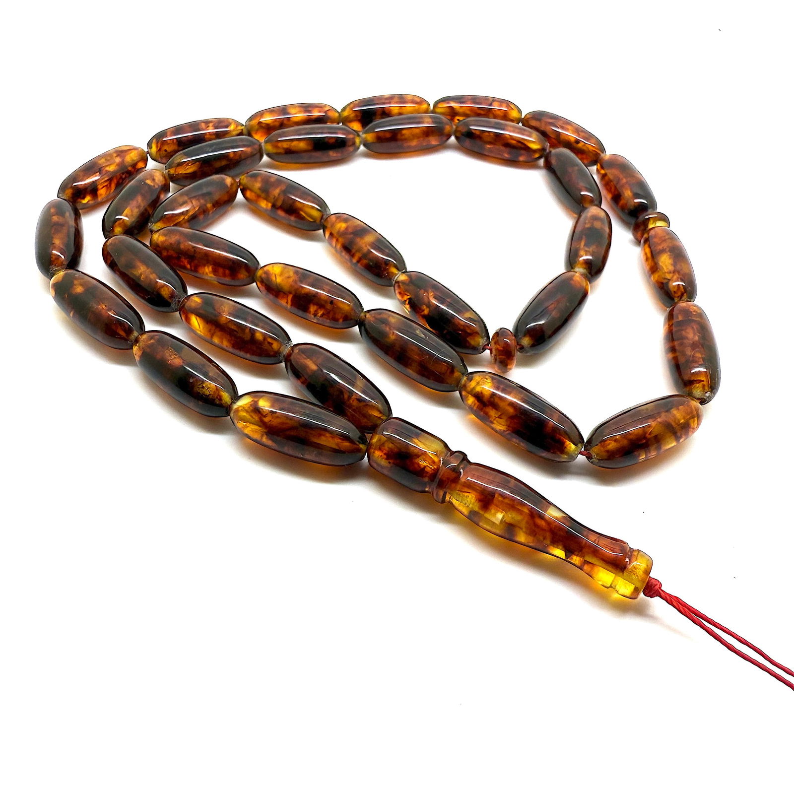 Extraordinary Amber Tesbih made from Capsule shaped Amber beads - 6