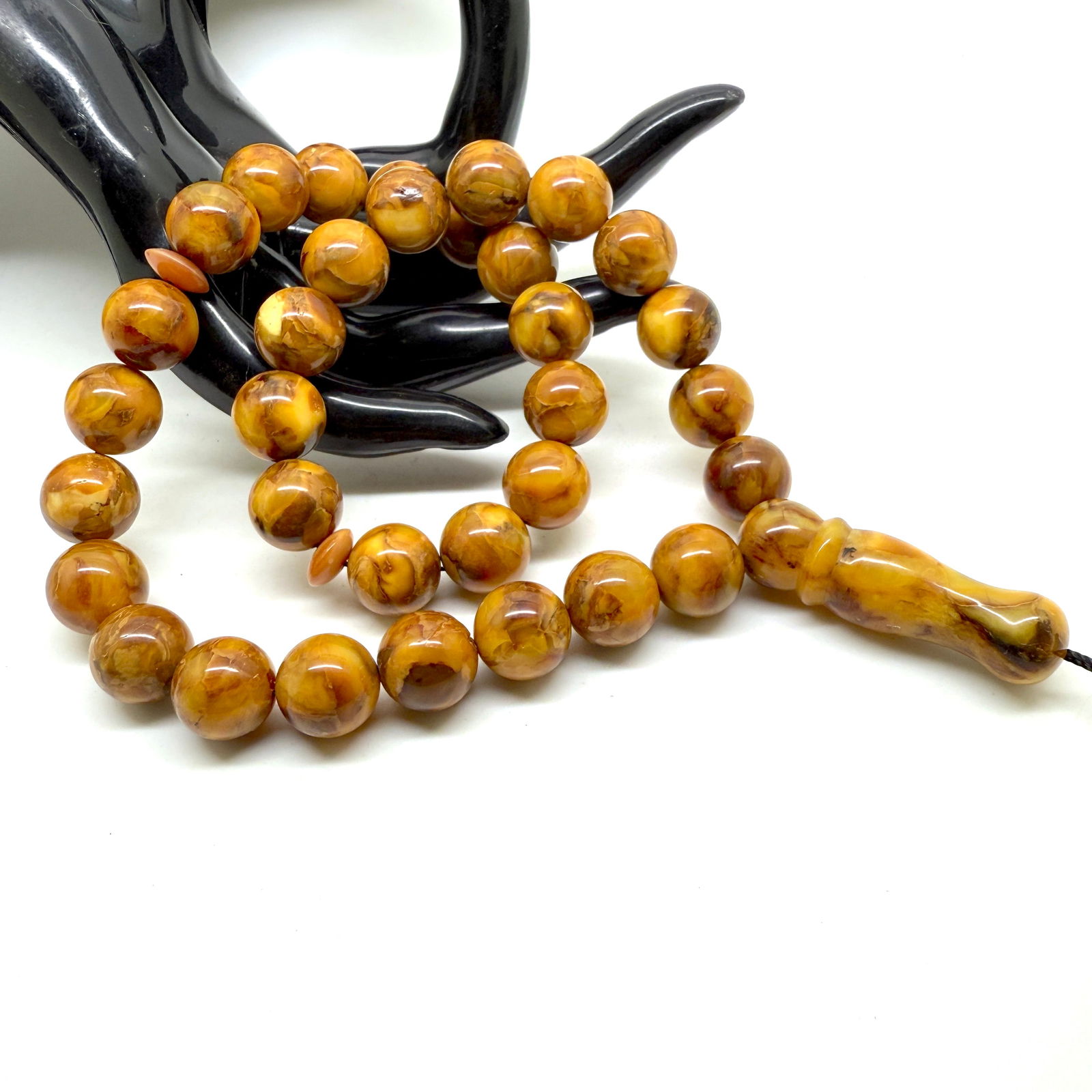 Phenomenal Vintage Amber Tesbih made from Round Amber beads - 5