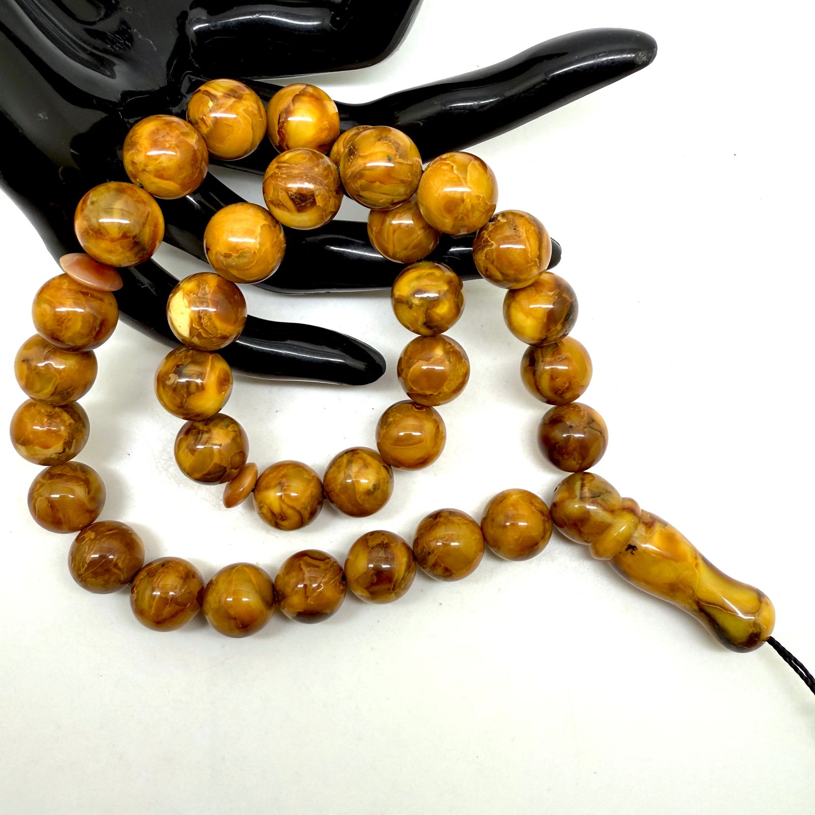 Phenomenal Vintage Amber Tesbih made from Round Amber beads - 6