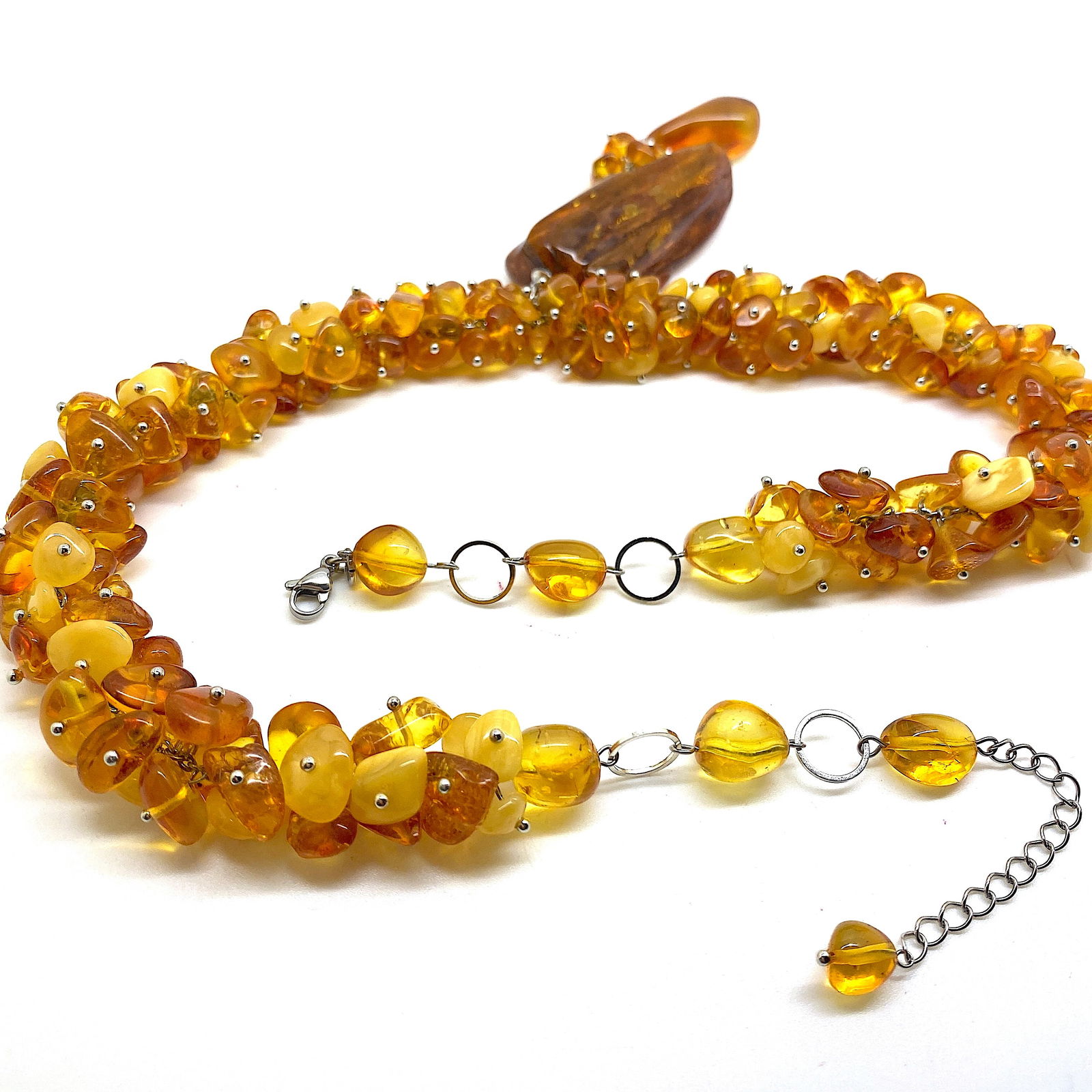 Extraordinary Vintage Amber Necklace made from Natural shaped Amber beads - 6