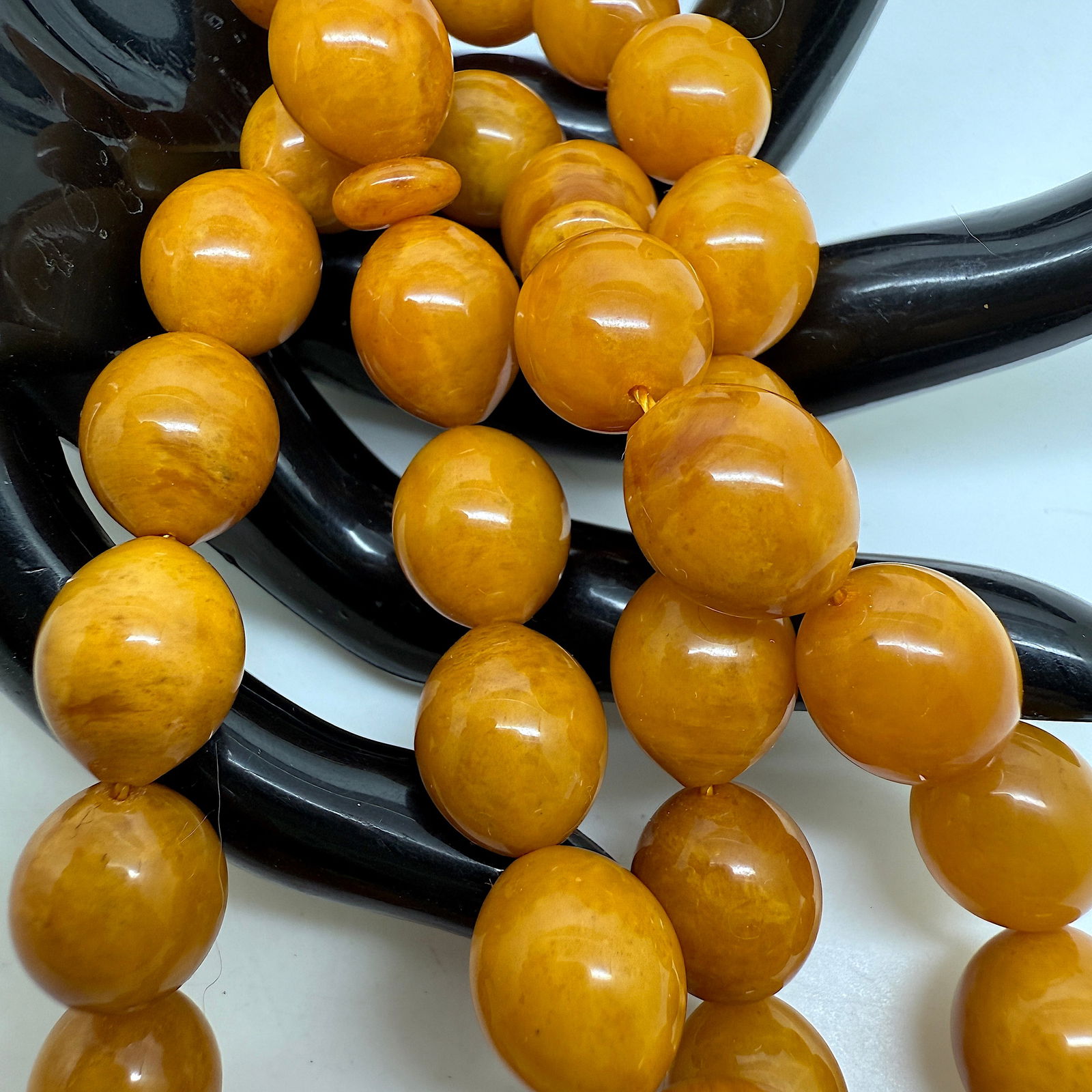 Alluring Amber Tesbih made from Olive shaped Amber beads - 2