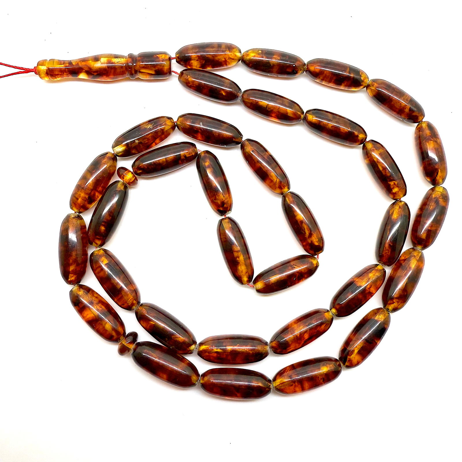 Staggering Vintage Amber Tesbih made from Capsule shaped Amber beads - 5
