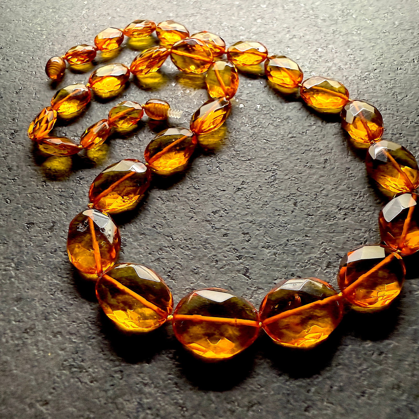 Alluring Vintage Amber Necklace made from Hand Carved Amber beads (1 of 9)