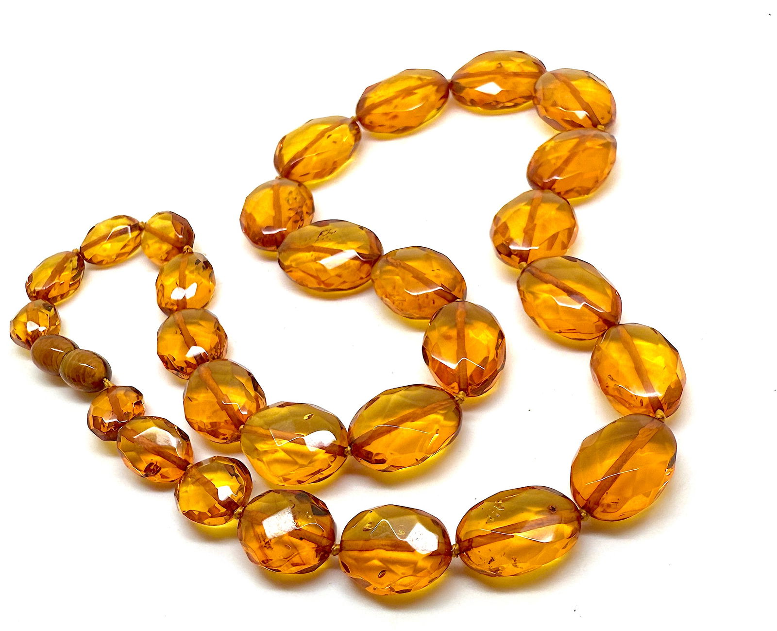 Alluring Vintage Amber Necklace made from Hand Carved Amber beads - 9