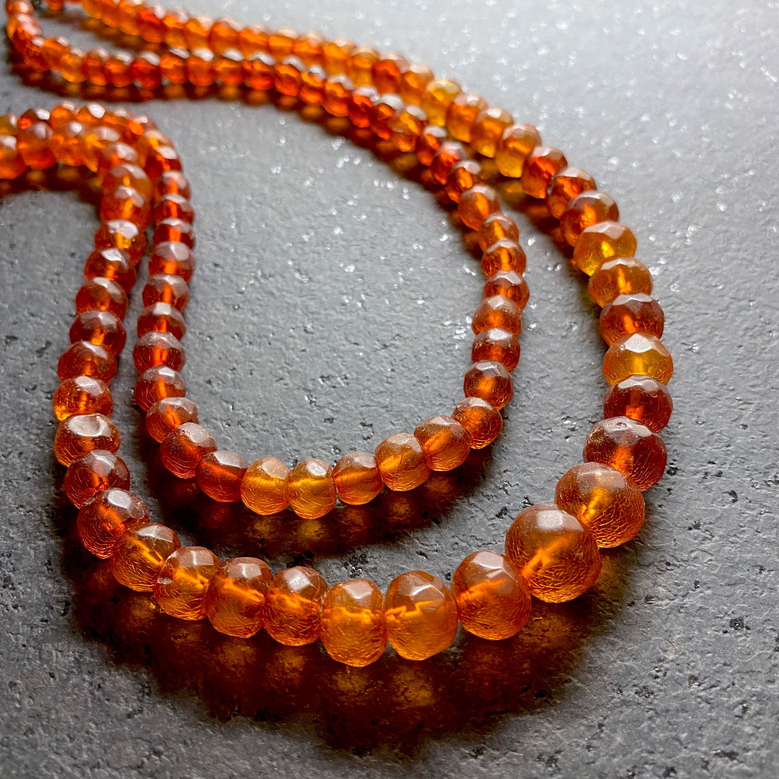 Stunning Unique Vintage Amber Necklace made from Hand Carved Amber beads - 2