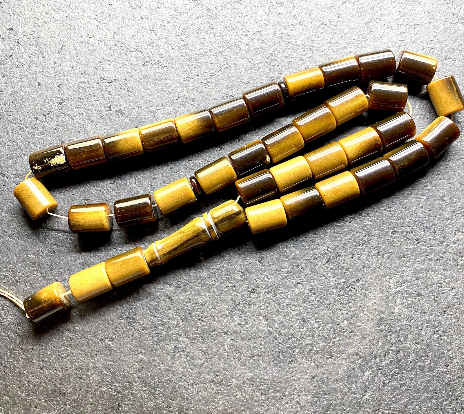 Magnificent Unique Antique Amber Tesbih made from Barrel shaped Amber beads - 5