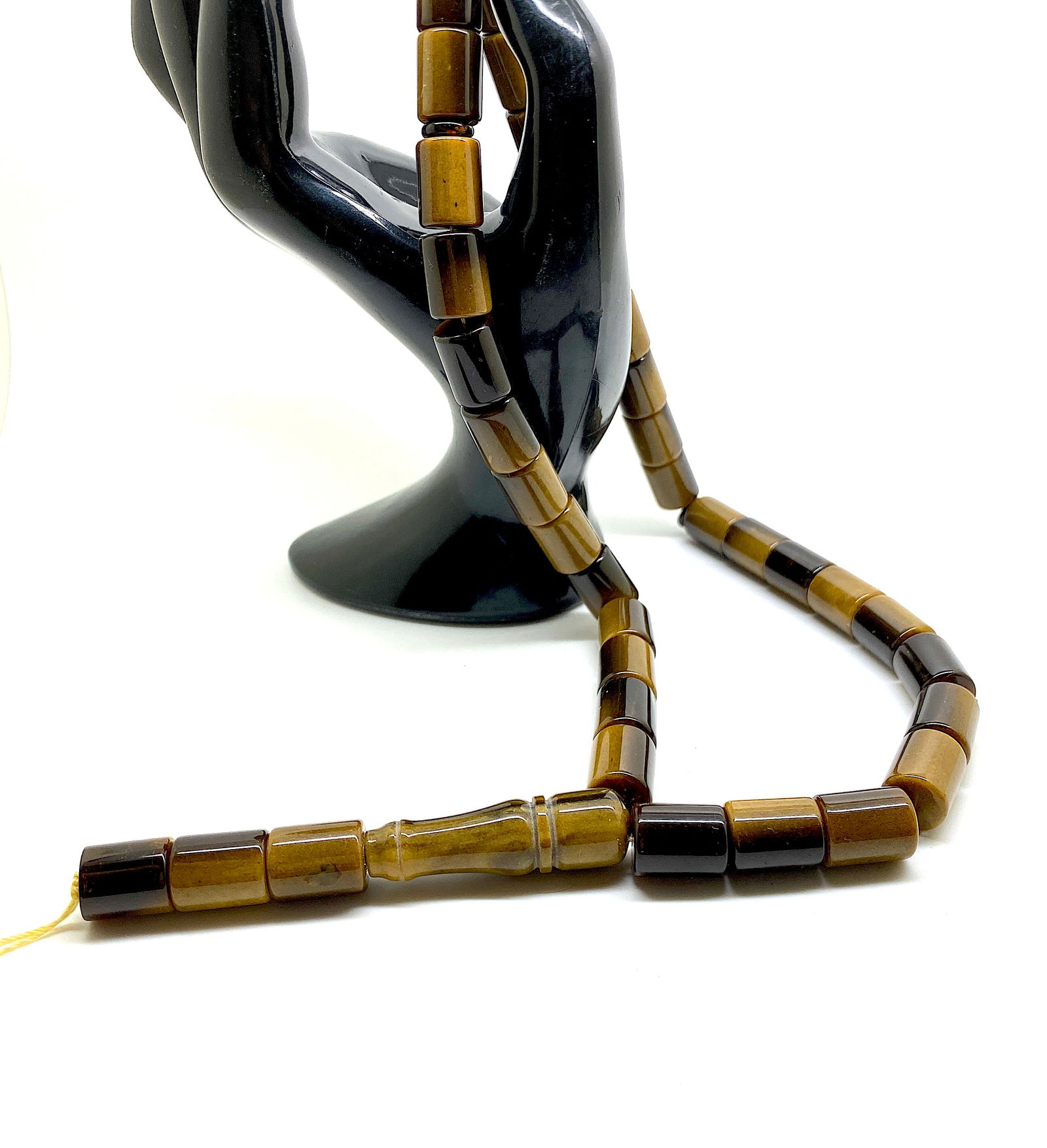 Magnificent Unique Antique Amber Tesbih made from Barrel shaped Amber beads - 7