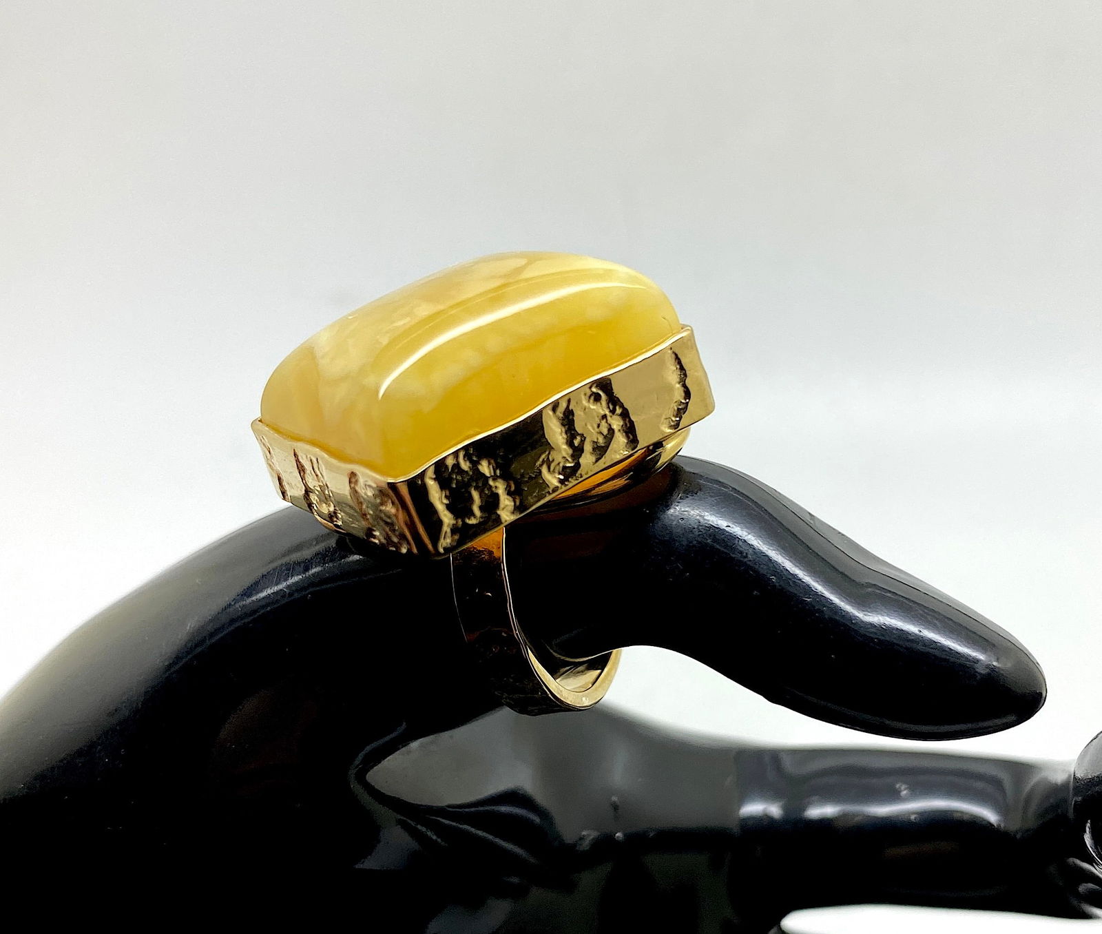 Adjustable Square Amber Ring - 2
