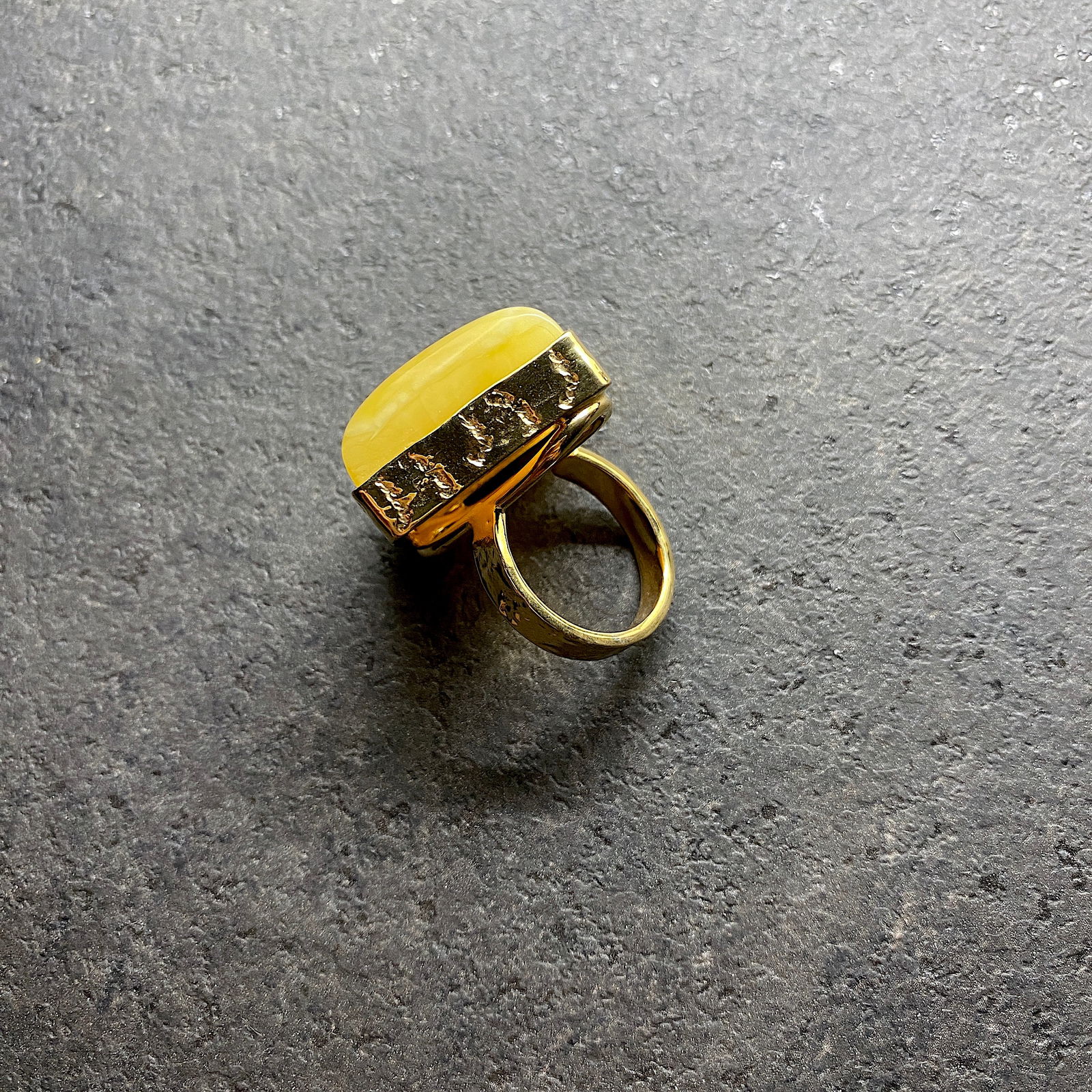 Adjustable Square Amber Ring - 4