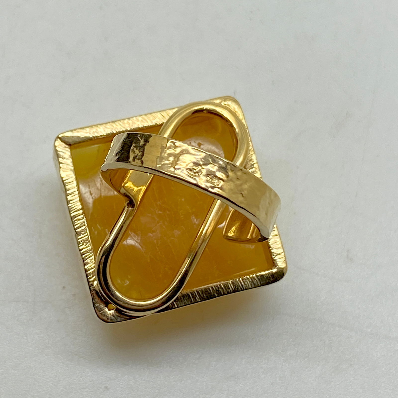 Adjustable Square Amber Ring - 6