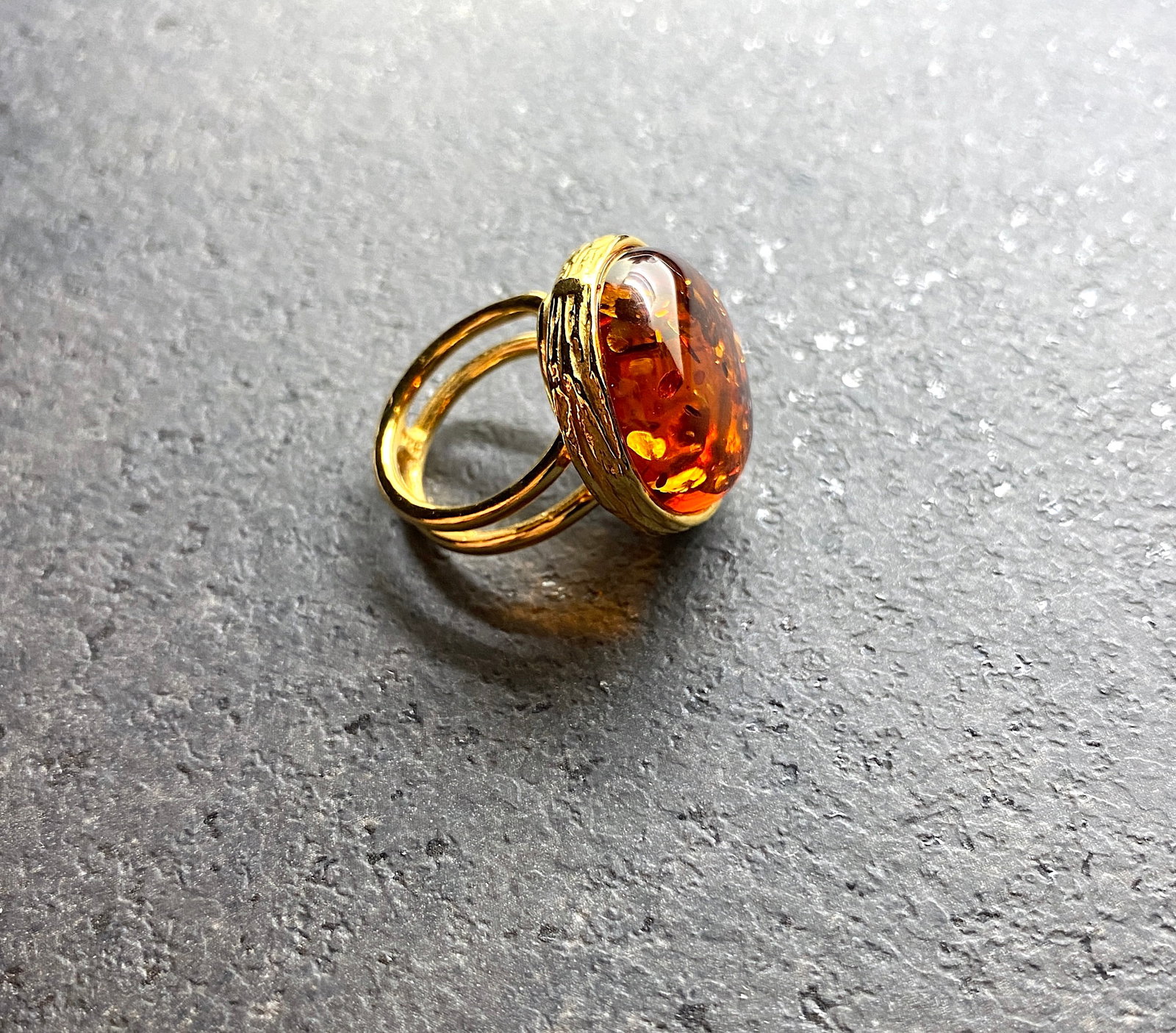 Adjustable Amber Ring - 10