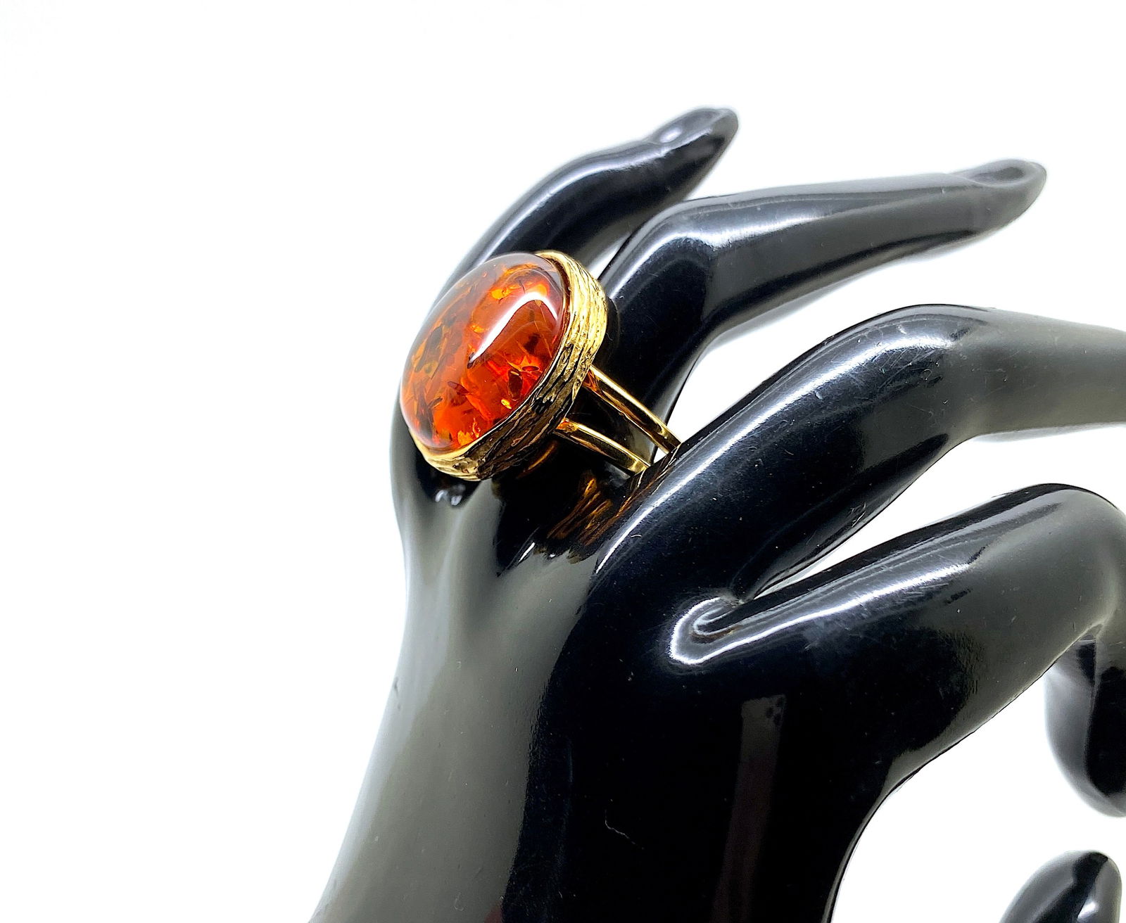 Adjustable Amber Ring - 7