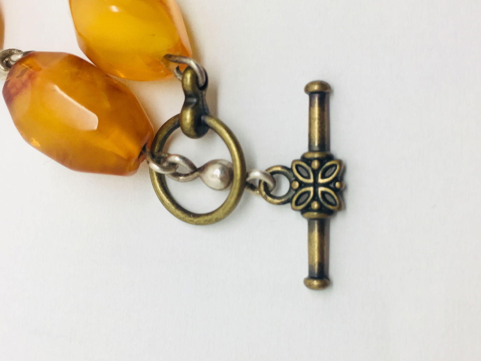 Amazing Vintage Amber Bracelet made from Hand Carved Amber beads - 7