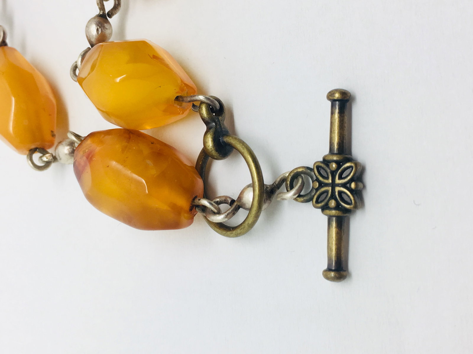 Amazing Vintage Amber Bracelet made from Hand Carved Amber beads - 8