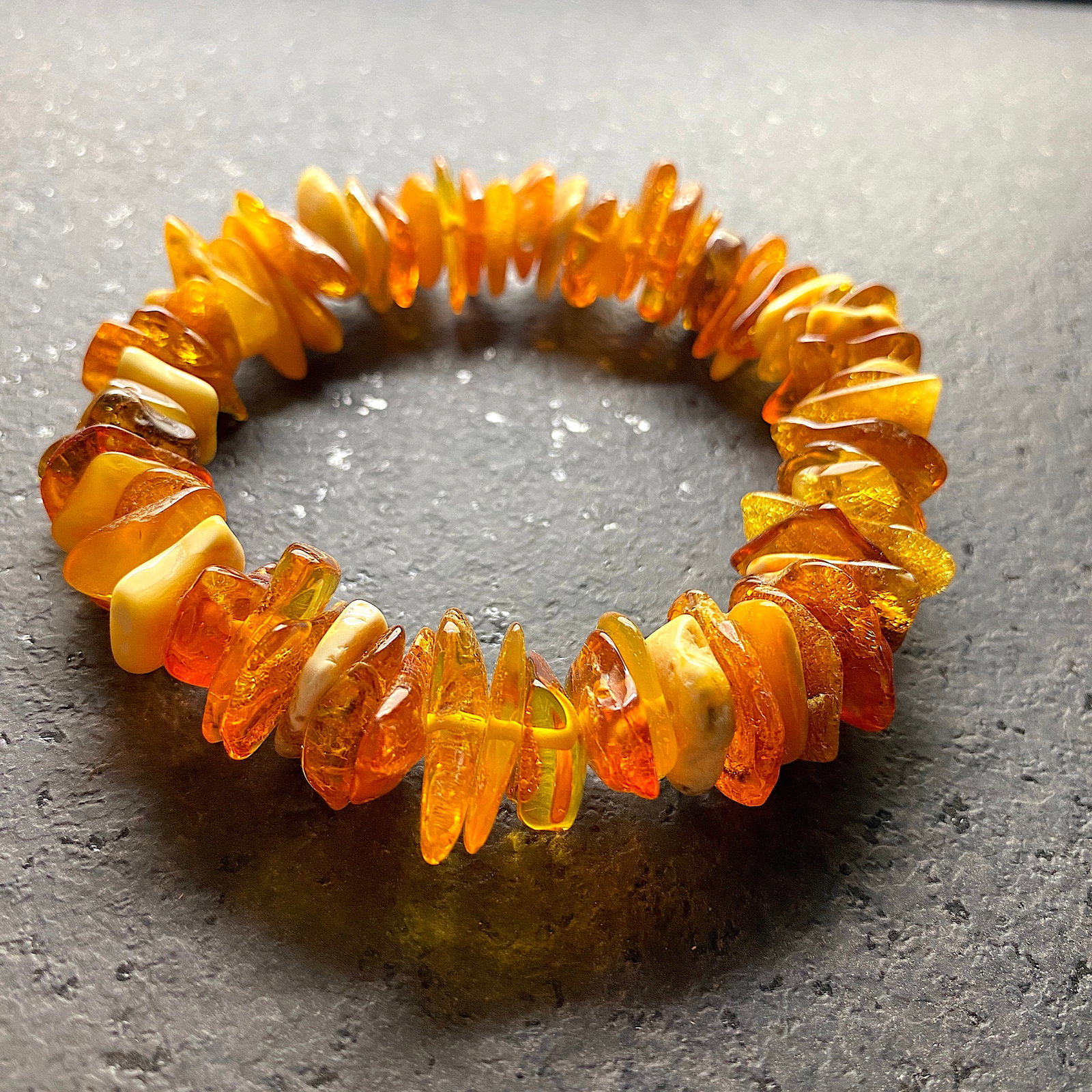 Exquisite Amber Bracelet made from Rough in shape Amber beads - 8