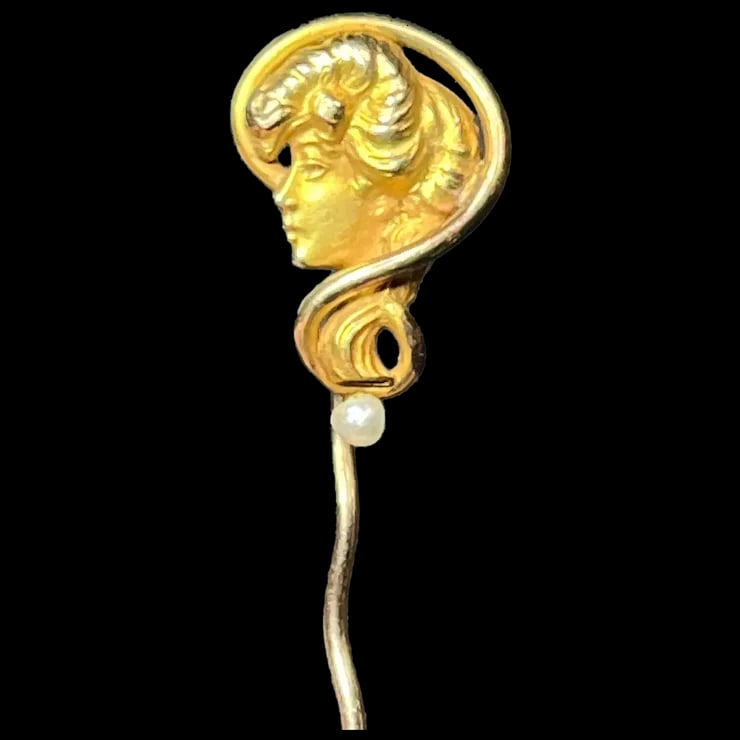 Vintage Woman's Profile 10k Gold Stickpin (1 of 7)