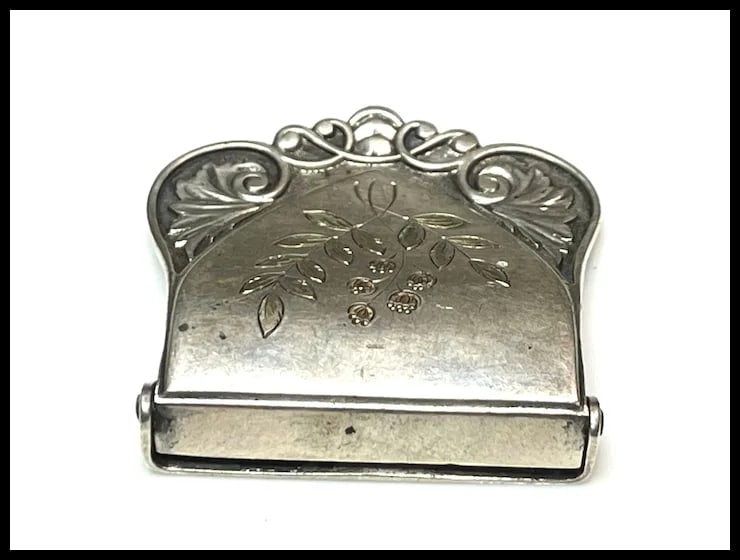 Vintage Sterling Silver Buckle with Floral Inlay/Detail - 5