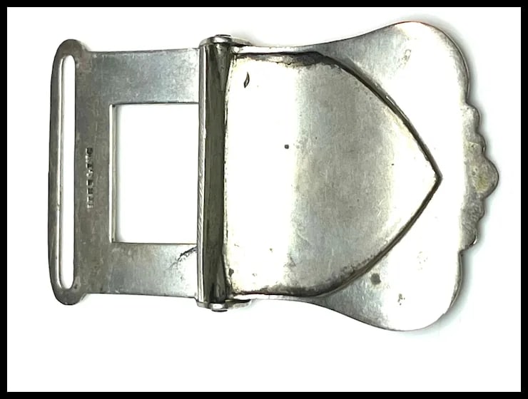 Vintage Sterling Silver Buckle with Floral Inlay/Detail - 9