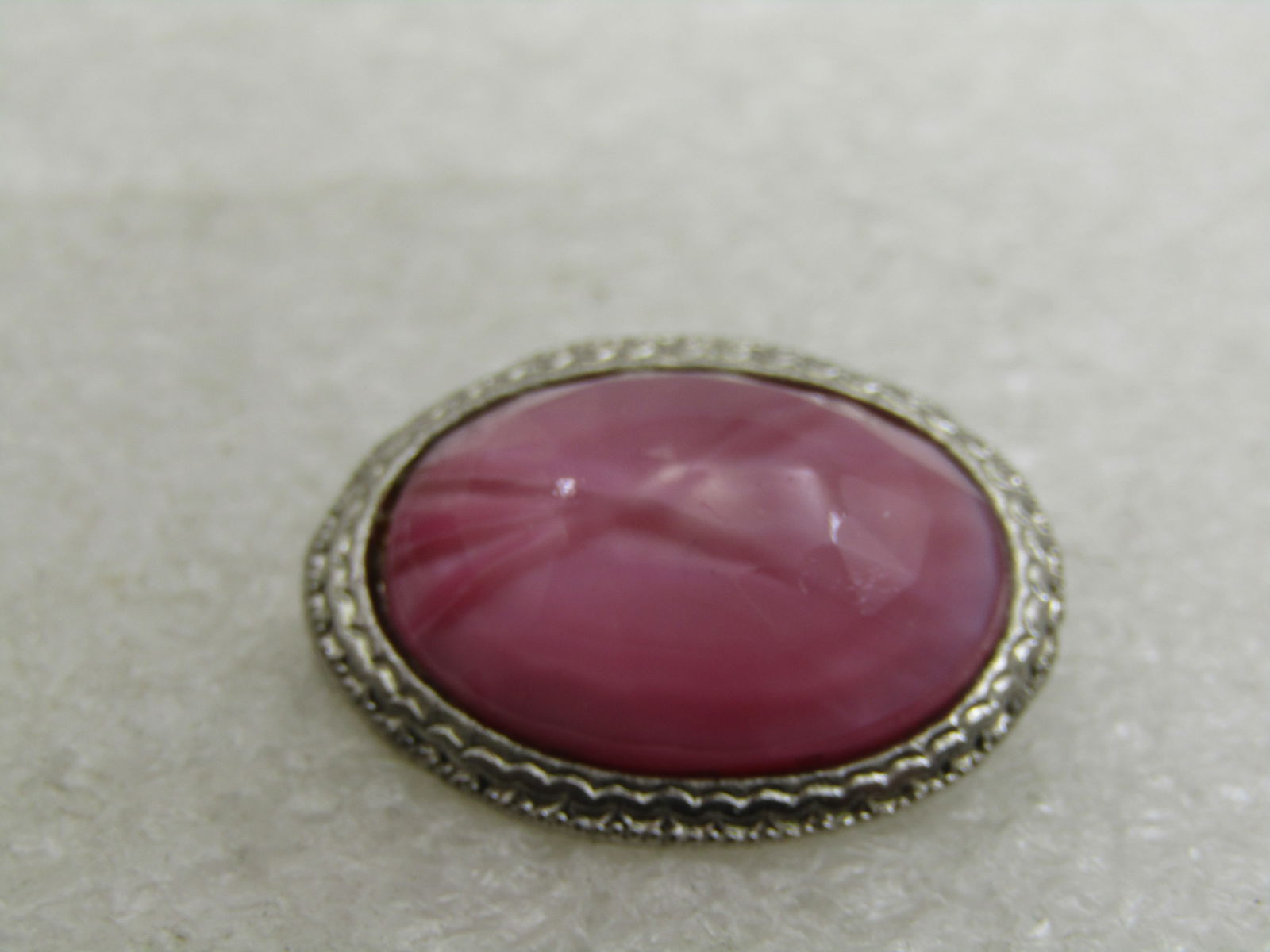 Vintage Pink Glass Framed Brooch, C-Clasp, 1930's-1940's. - 5