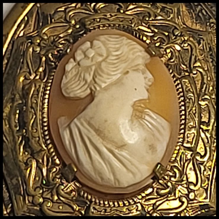 Large Ornnate Vintage Cameo Locket/Pendant - 5