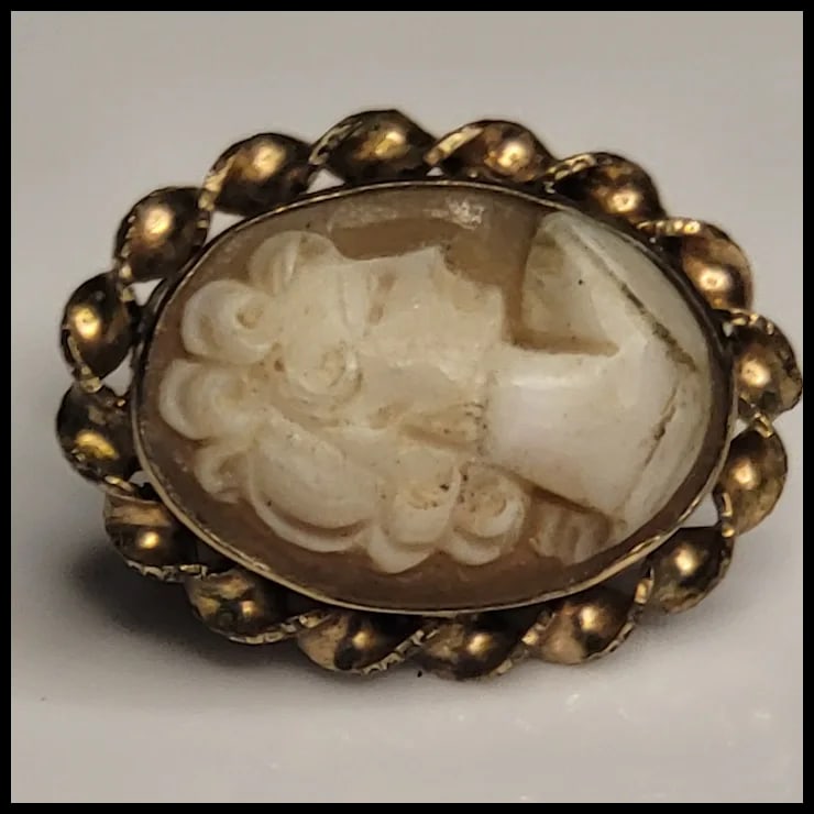 Vintage Van Dell Filigree Screw Back Cameo Earrings - 5