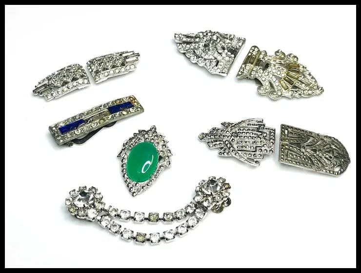 Lot of Vintage Marcasite & Rhinestone Clasps - 2