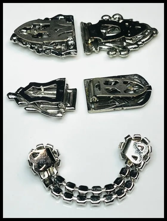 Lot of Vintage Marcasite & Rhinestone Clasps - 5