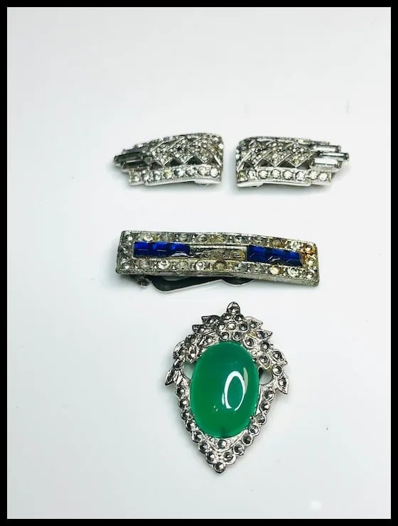 Lot of Vintage Marcasite & Rhinestone Clasps - 6