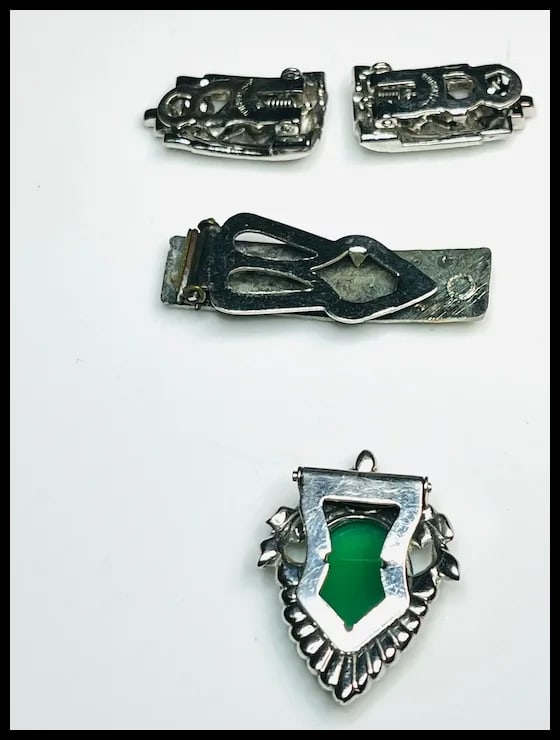 Lot of Vintage Marcasite & Rhinestone Clasps - 7