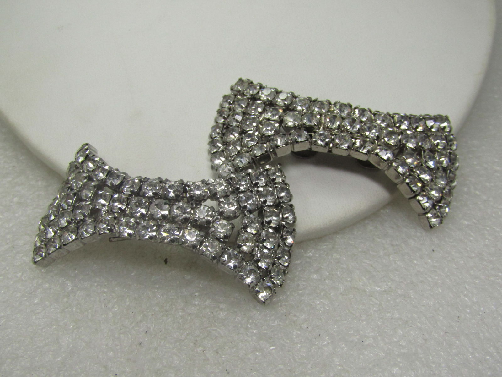 Vintage Rhinestone Shoe Buckles, Bow Shaped, 2.5" - 2