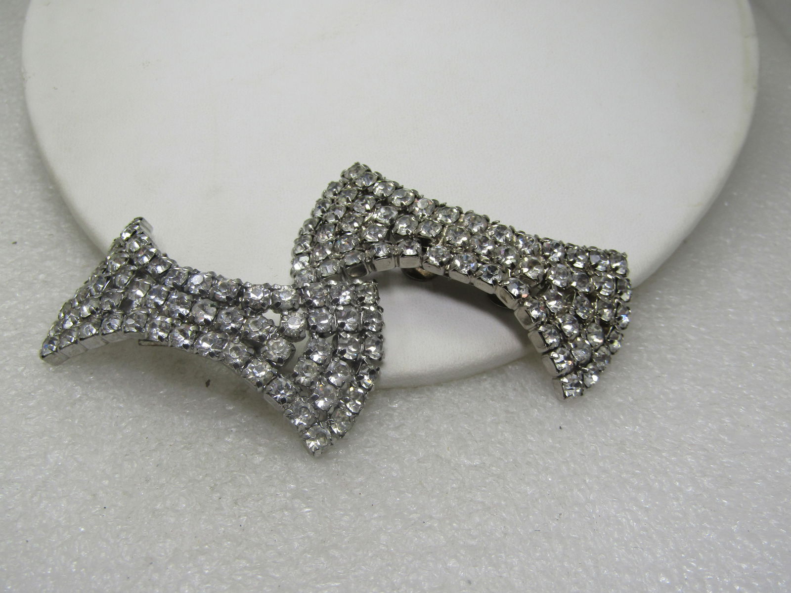 Vintage Rhinestone Shoe Buckles, Bow Shaped, 2.5" - 3
