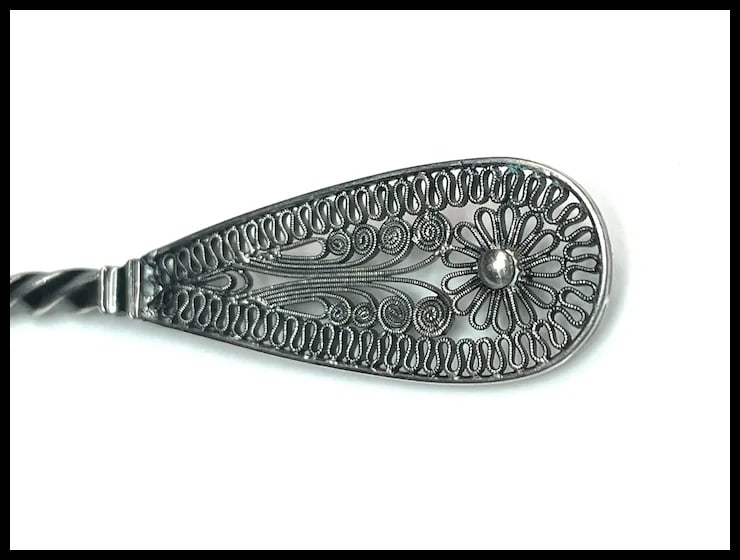Vintage Sterling Silver Ornate Filigree Teaspoon - 5