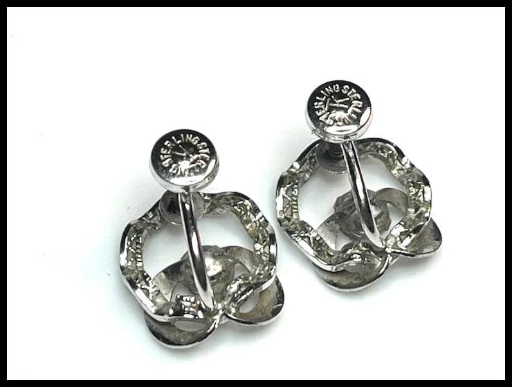 Vintage Sterling Flower Screw Back Earrings - 3