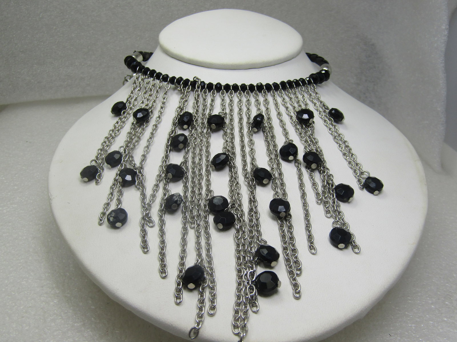 Vintage Chain & Bead Drop Bib Necklace, 21" (1 of 6)