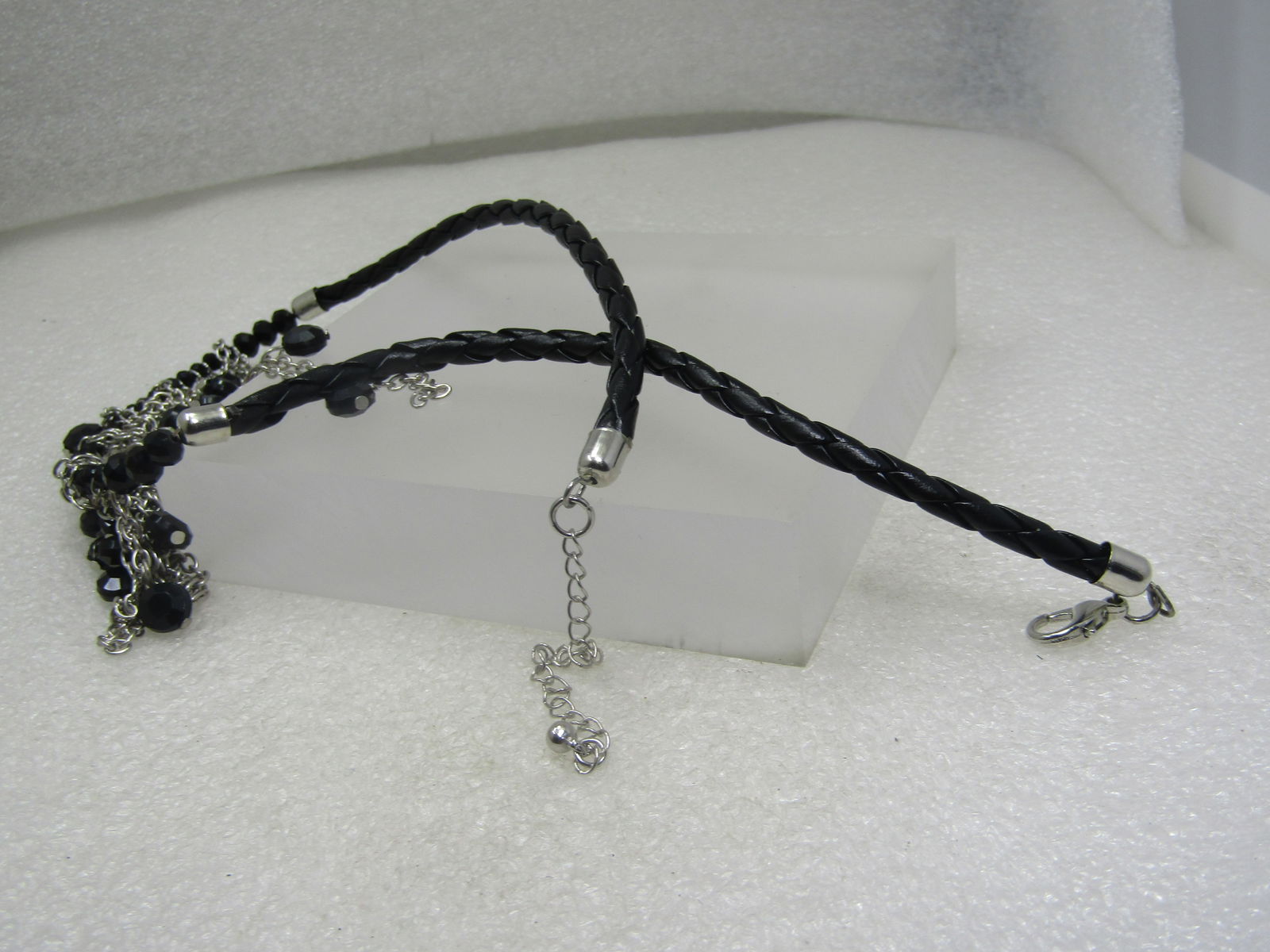 Vintage Chain & Bead Drop Bib Necklace, 21" - 6