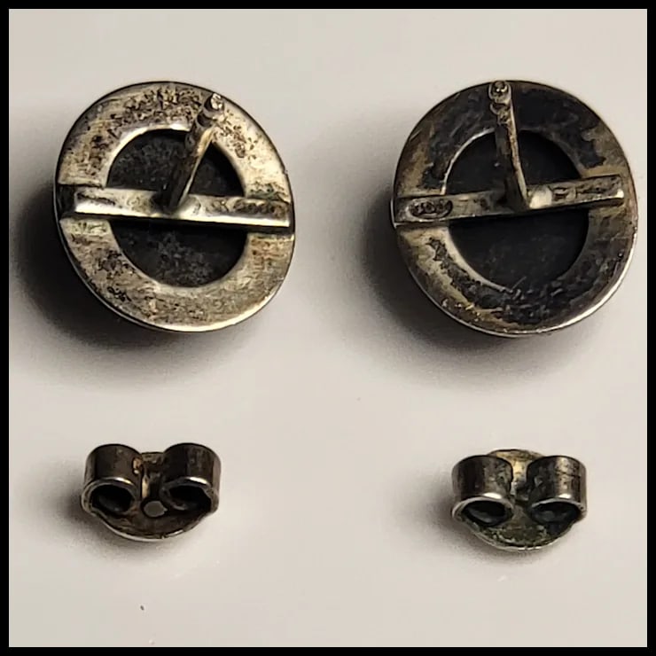 Vintage Mother of Pearl Camo Earrings - 4