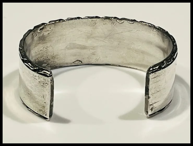 Vintage Zuni Sterling Silver Turquoise, Coral, and Shell Channel Inlay Cuff/ Bracelet - 7