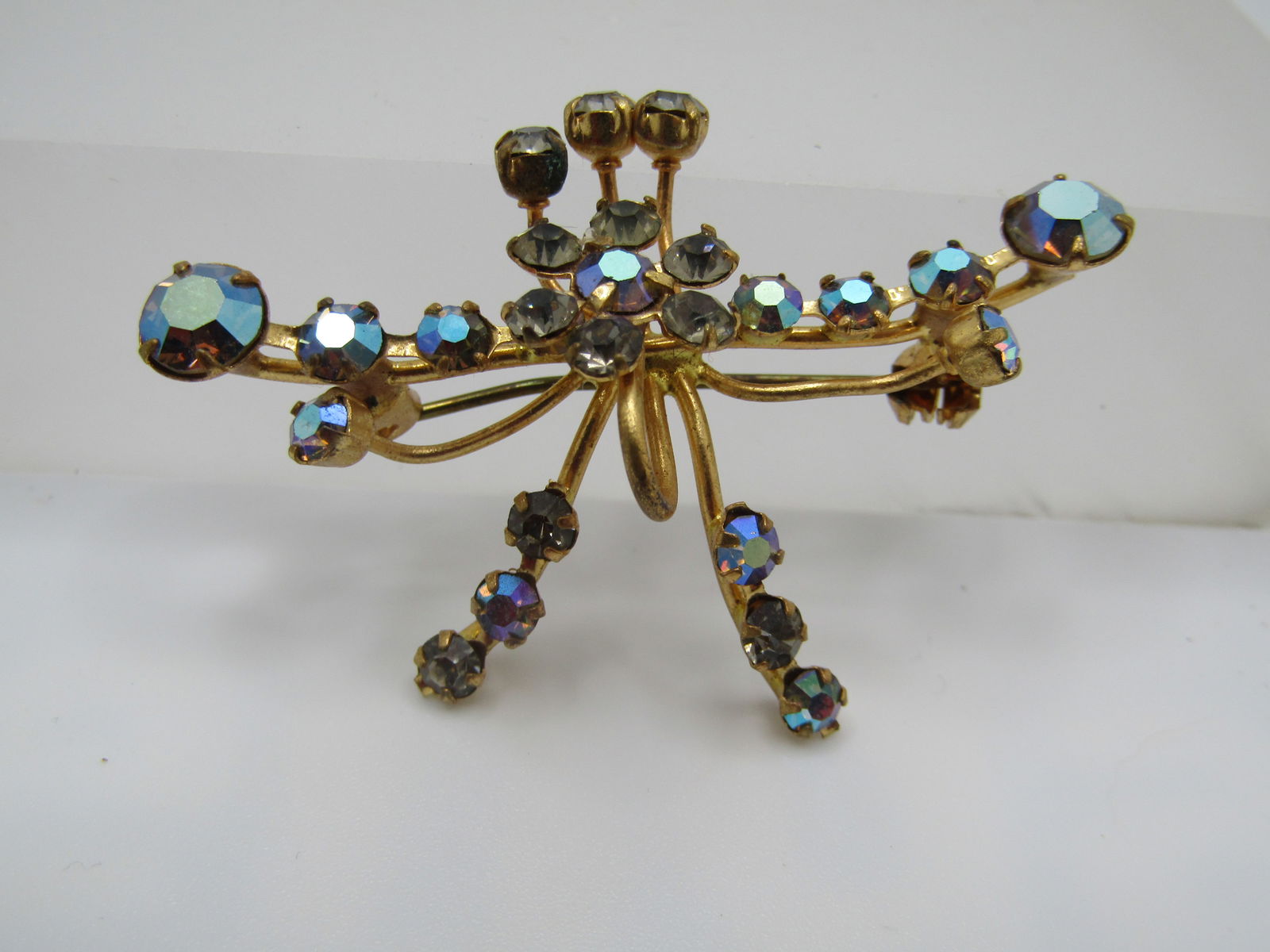 Vintage Austrian Crystal AB Brooch, 2", 1940's-1950's - 4