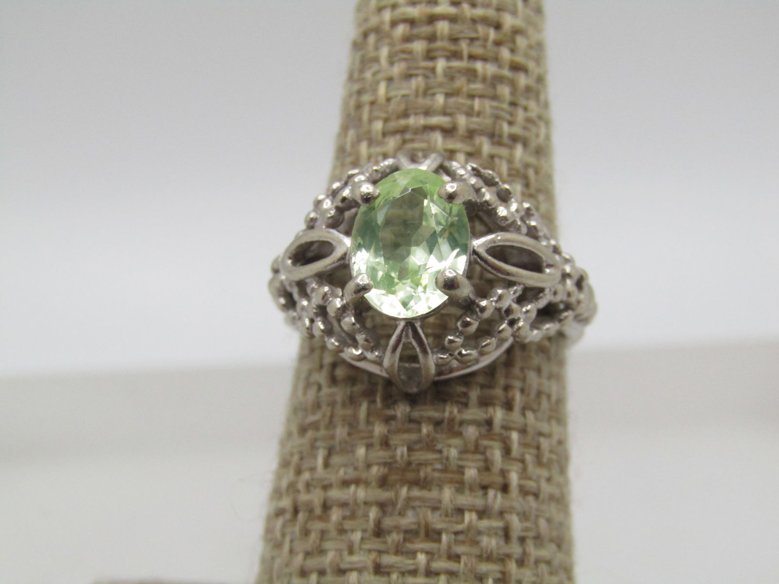 10kt White Gold Green Quartz Ring, Sz. 6.5, Signed JTC (1 of 8)