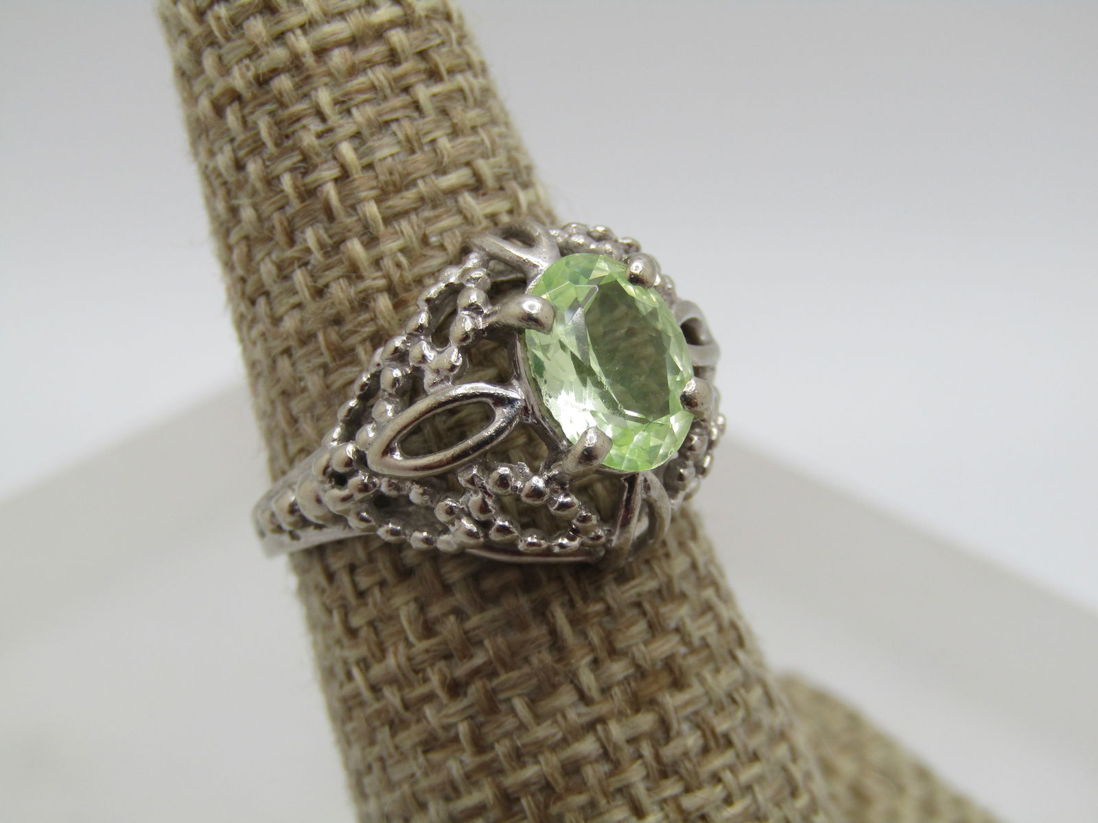 10kt White Gold Green Quartz Ring, Sz. 6.5, Signed JTC - 2