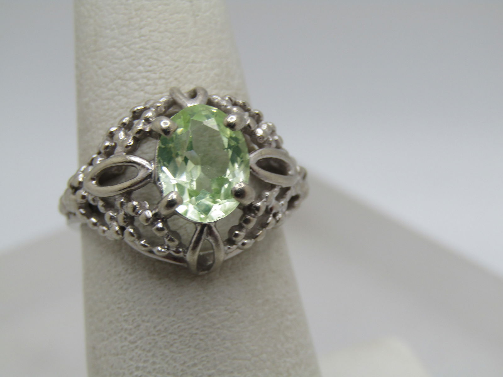 10kt White Gold Green Quartz Ring, Sz. 6.5, Signed JTC - 3
