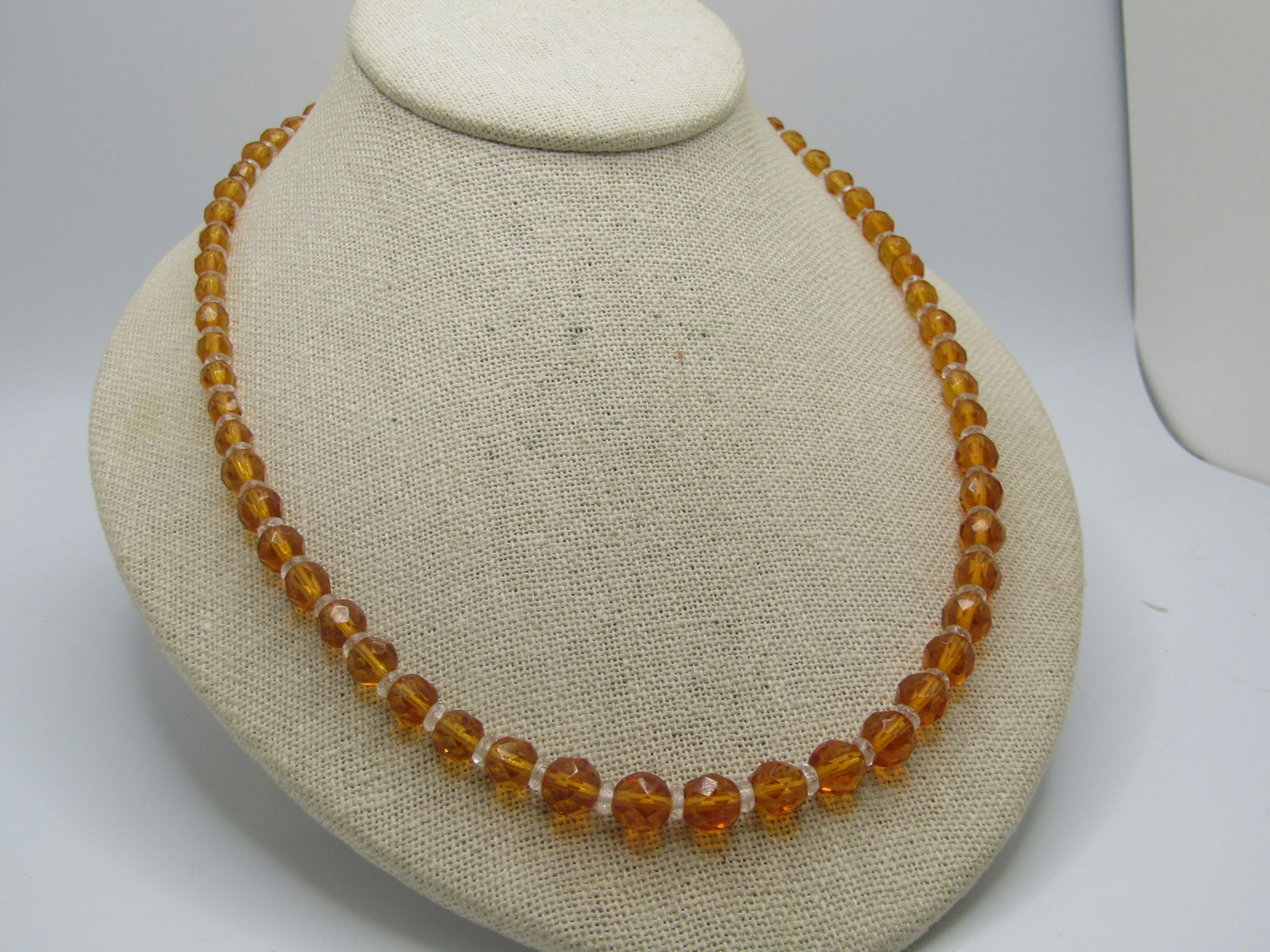 Vintage Golden Crystal Beaded Necklace, Graduated , 20" - 2