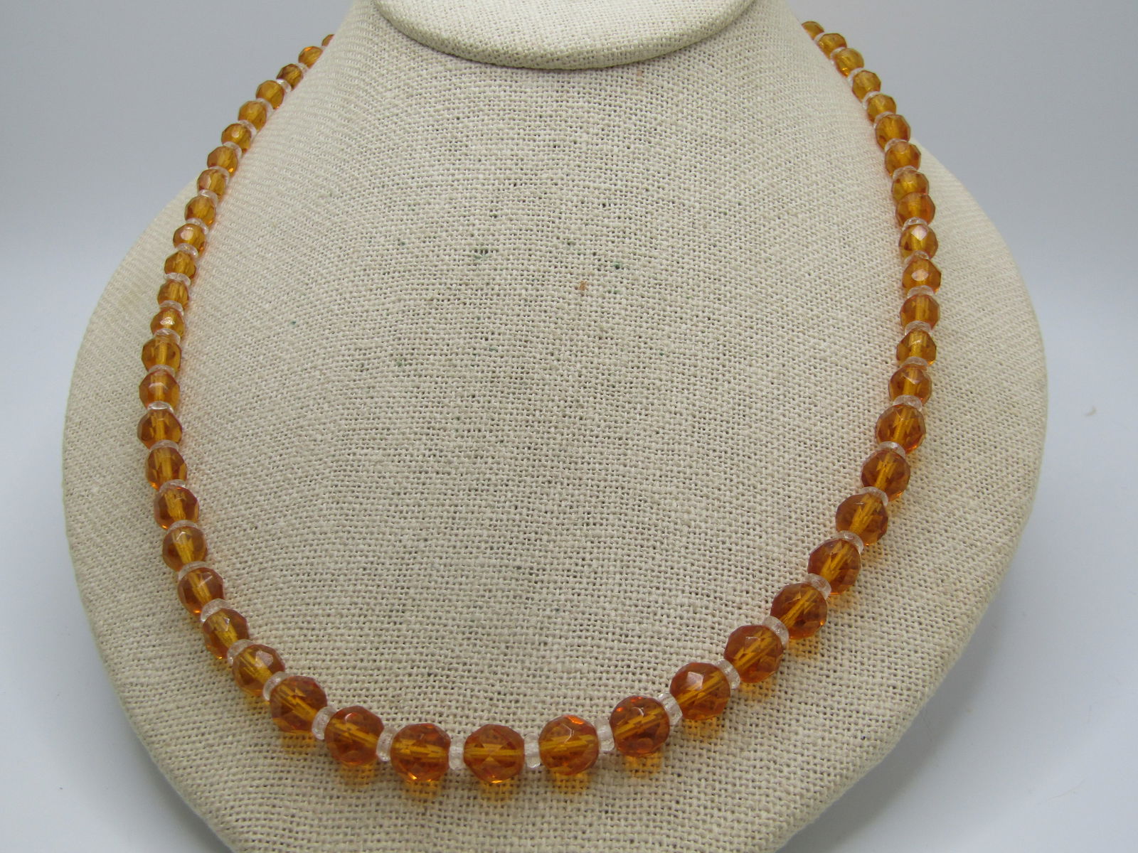 Vintage Golden Crystal Beaded Necklace, Graduated , 20" - 3