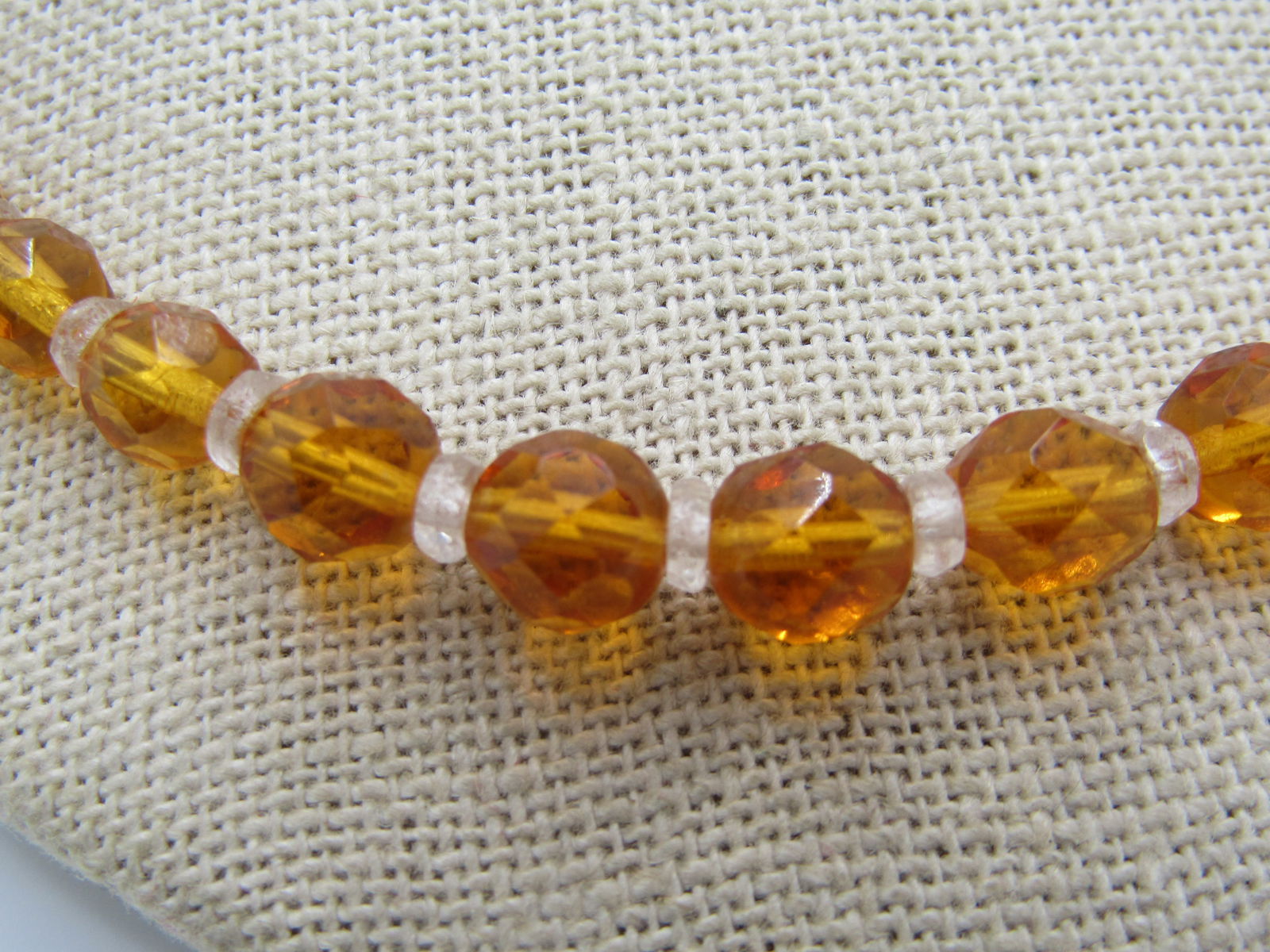 Vintage Golden Crystal Beaded Necklace, Graduated , 20" - 4