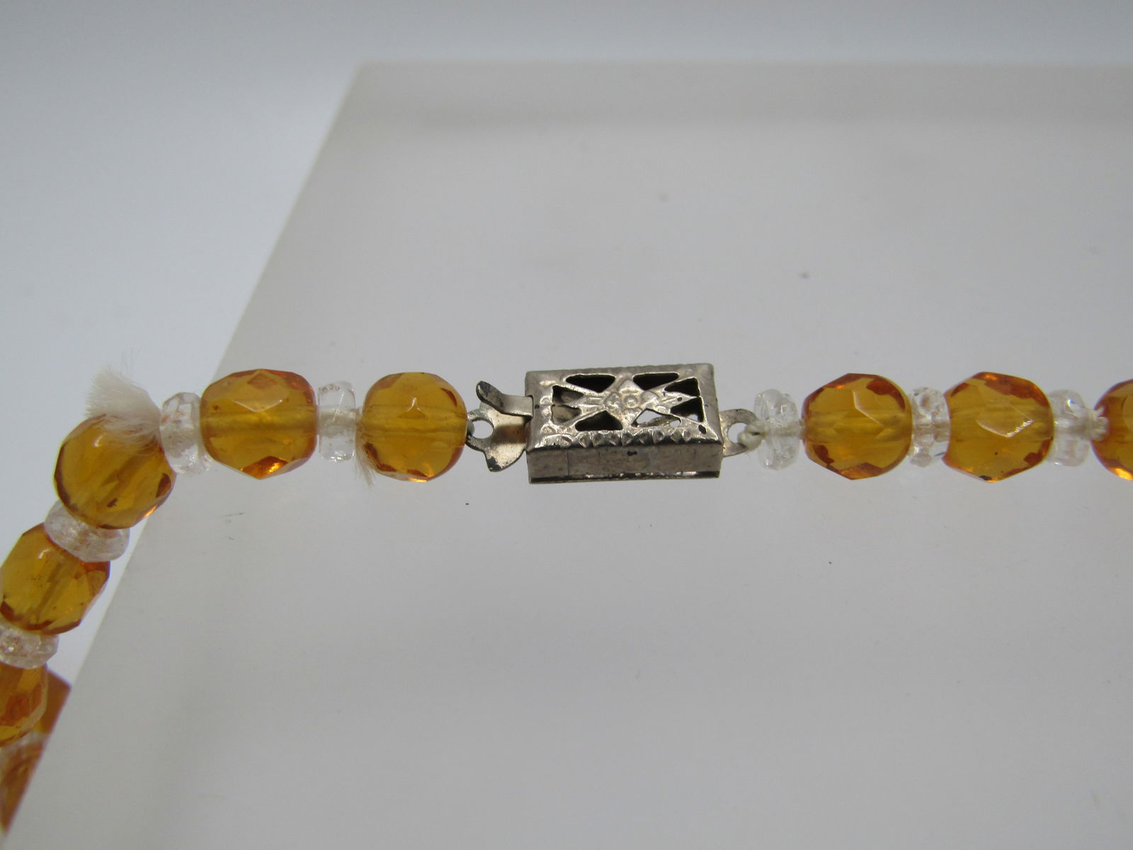 Vintage Golden Crystal Beaded Necklace, Graduated , 20" - 6