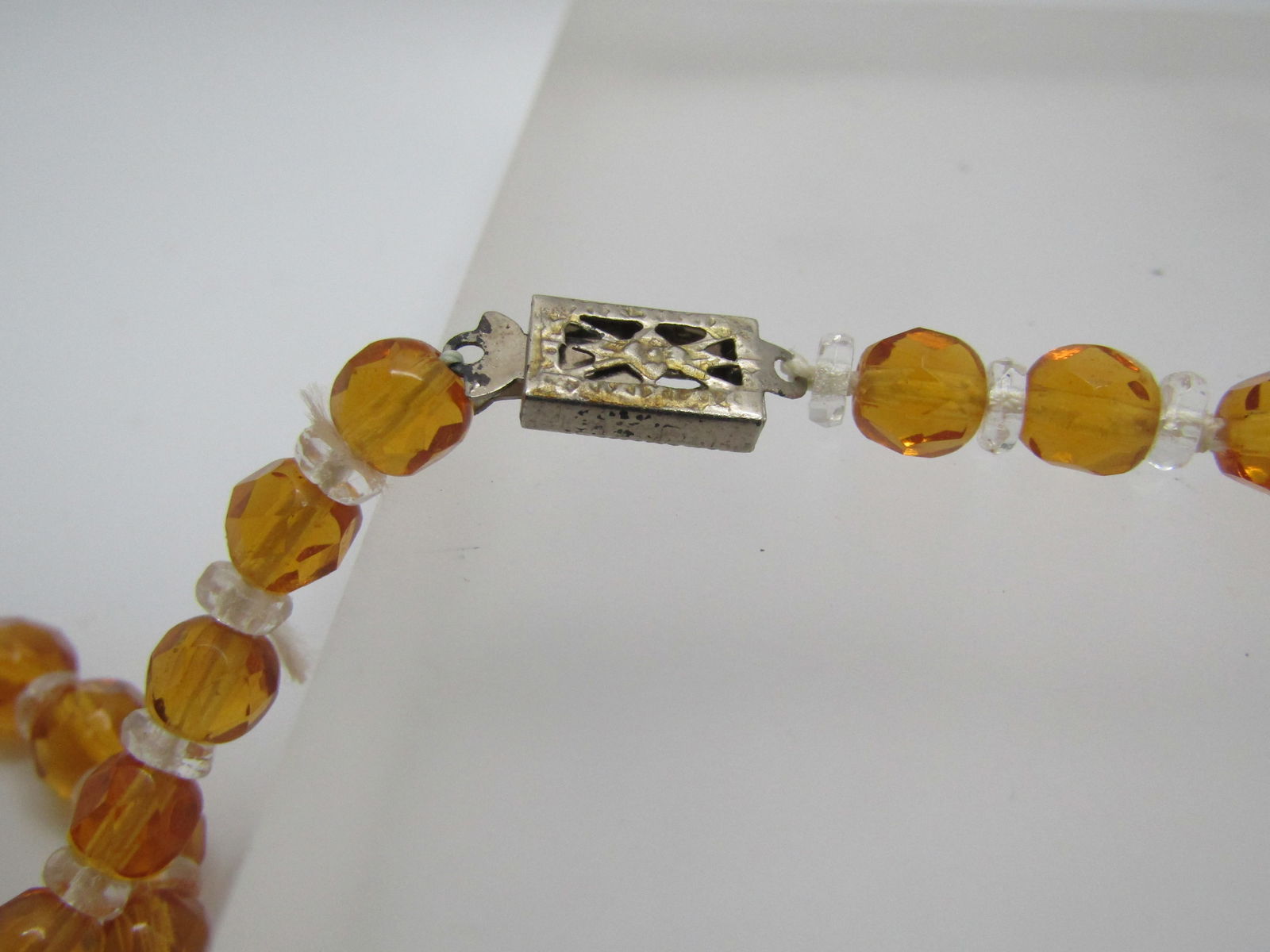 Vintage Golden Crystal Beaded Necklace, Graduated , 20" - 7