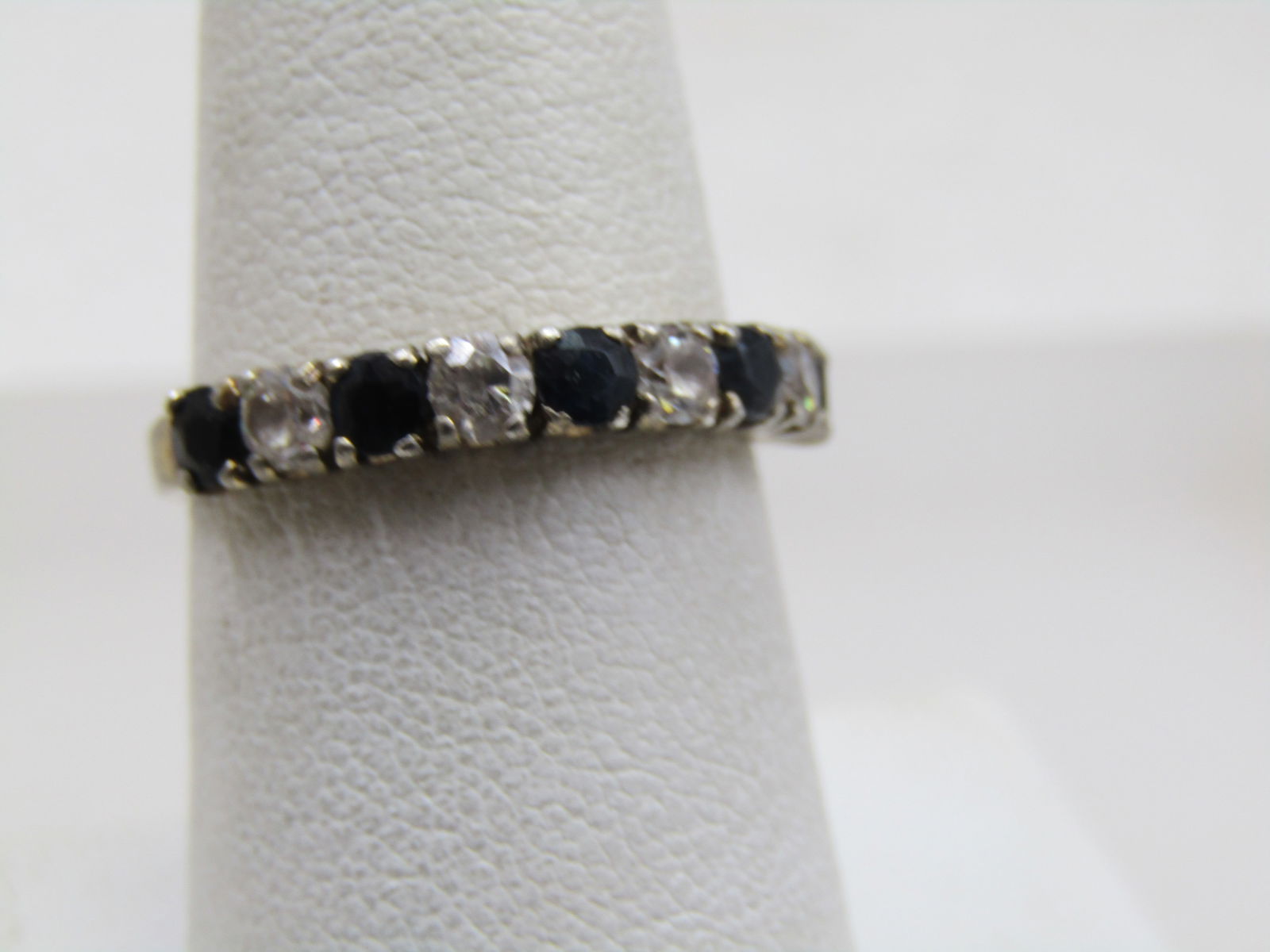 Vintage Sterling Sapphire & Clear Stone Ring, Sz. 8 - 2